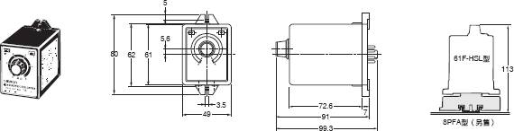 61F-UHS / HSL 外觀尺寸 2 