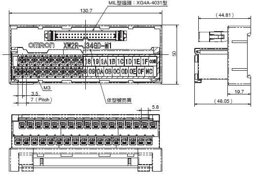 XW2R (PLC連接型) 外觀尺寸 40
