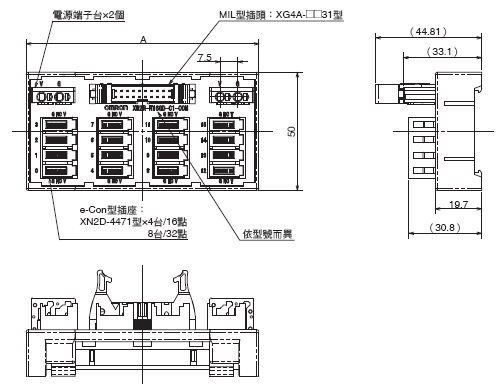 XW2R (PLC連接型) 外觀尺寸 10
