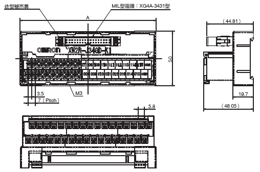 XW2R （PLC連接型） 外觀尺寸 54 