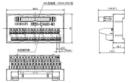XW2R (PLC連接型) 外觀尺寸 43