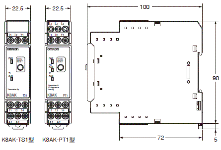 K8AK-TS / PT 外觀尺寸 1 