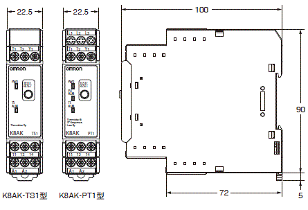 K8AK-TS / PT 外觀尺寸 1