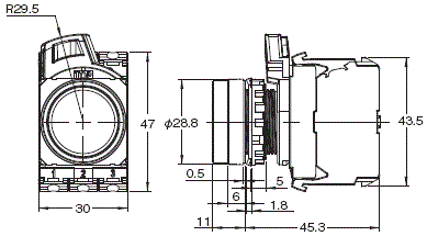 A22NN / A22NL 外觀尺寸 2 