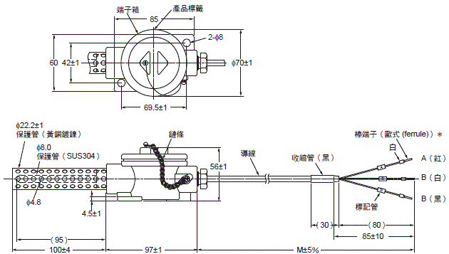 E52 專用型（歐式 (ferrule) 端子） 外觀尺寸 10 