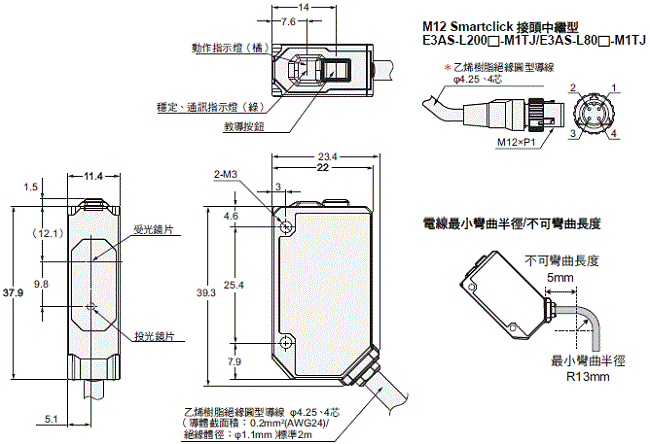 E3AS Series 外觀尺寸 12 