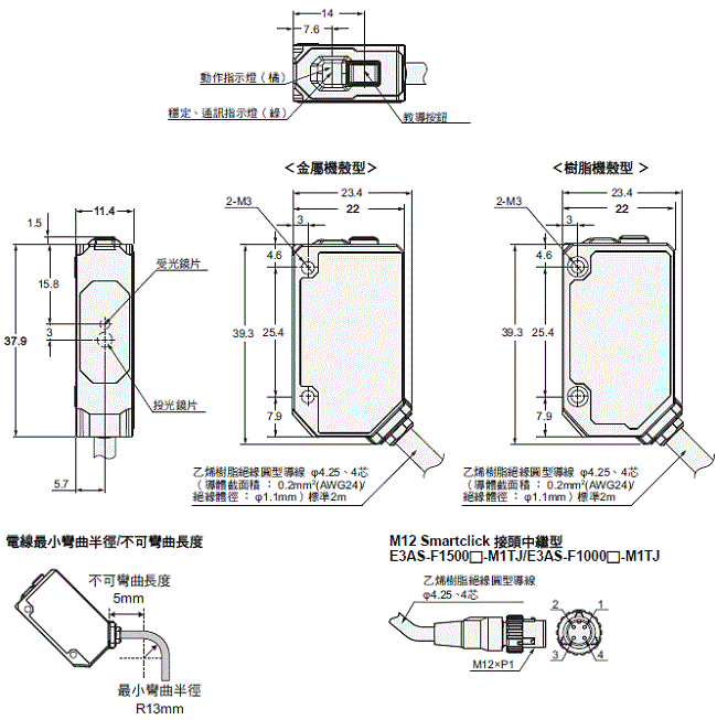 E3AS Series 外觀尺寸 8 