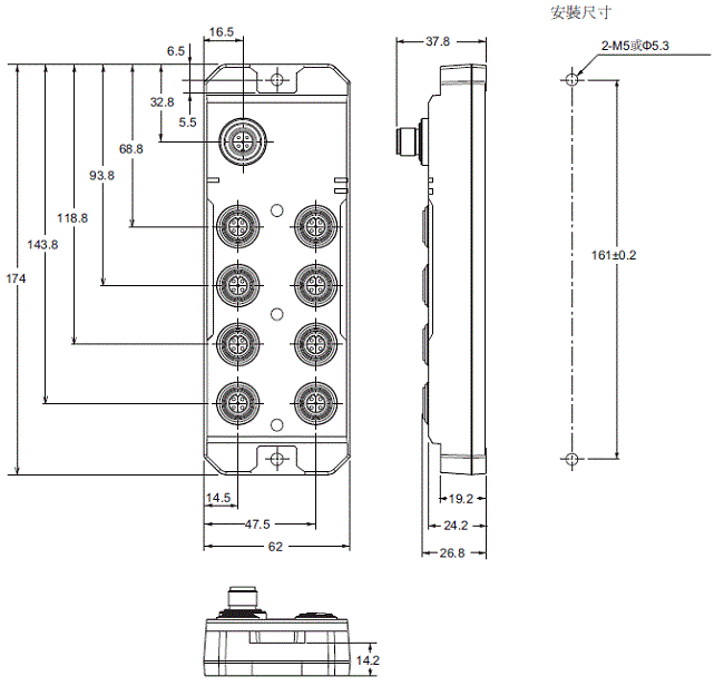 NXR-[]D166C-IL2 外觀尺寸 1 