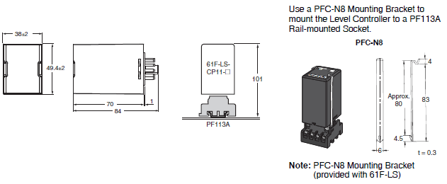 61F-LS 外觀尺寸 1 