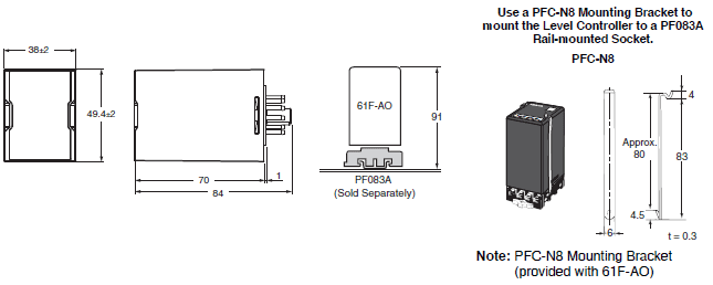 61F-AO 外觀尺寸 1 