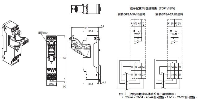 G7SA 外觀尺寸 3 