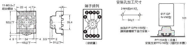 61F-GPN-V50 外觀尺寸 2 