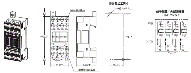 G6D-F4B / G3DZ-F4B 外觀尺寸 2 